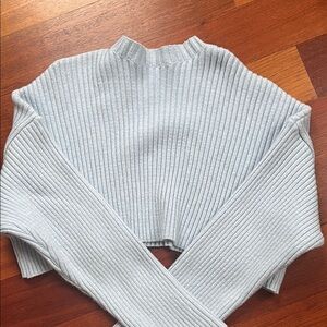 Zara Sky Blue Gray Ribbed Turtleneck Sweater